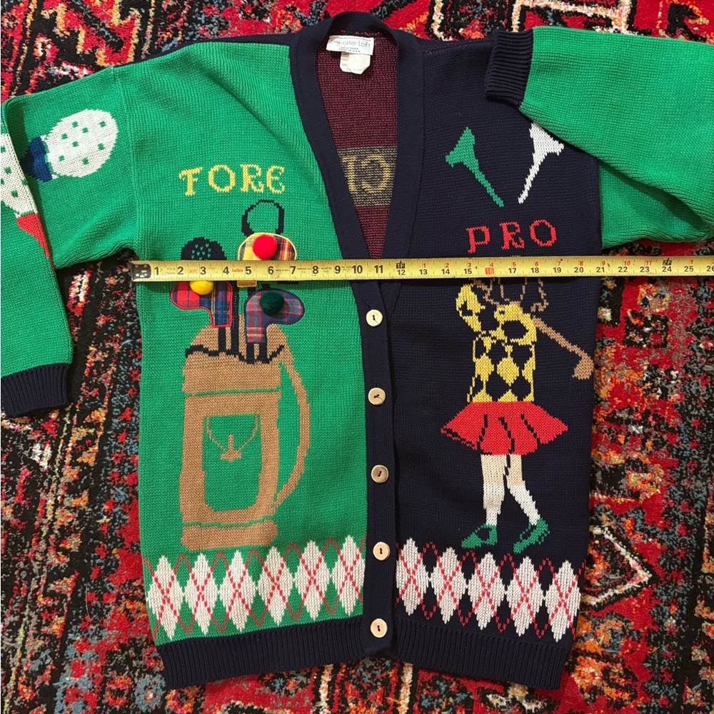 Vintage 80’s Golf Themed Cardigan - Picture 3 of 5